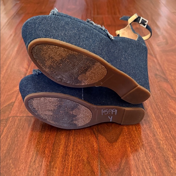 Vince Camuto Denim Wedge Sandals - Picture 3 of 5
